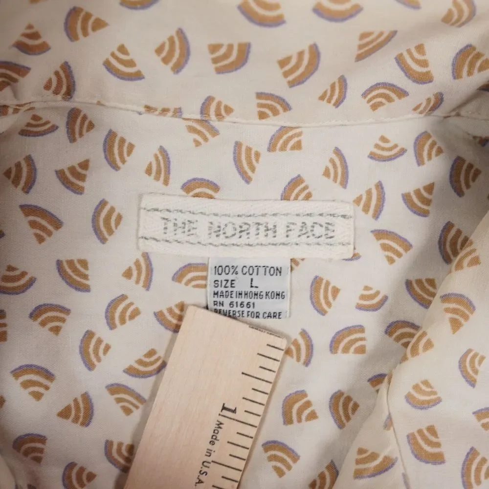 Vintage North Face Shirt‎ Mens Large Brown White Triangles Fishing Outdoor